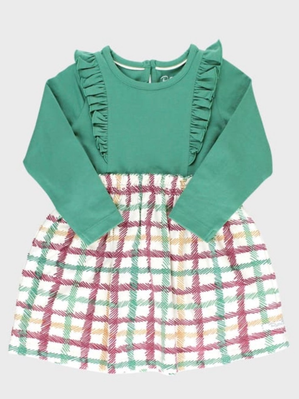 NWT - Rufflebutts SPRUCE & TINSEL PLAID WATERFALL DRESS